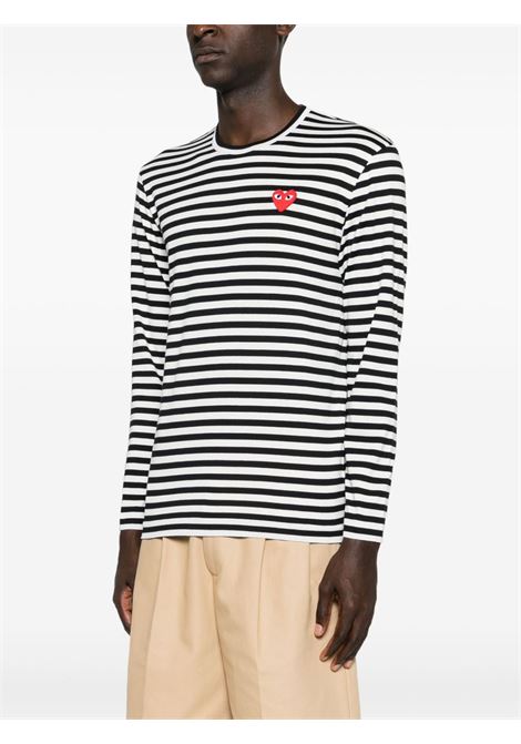 l/s red emblem t-shirt unisex black COMME DES GARÇONS PLAY | AX-T164-0511